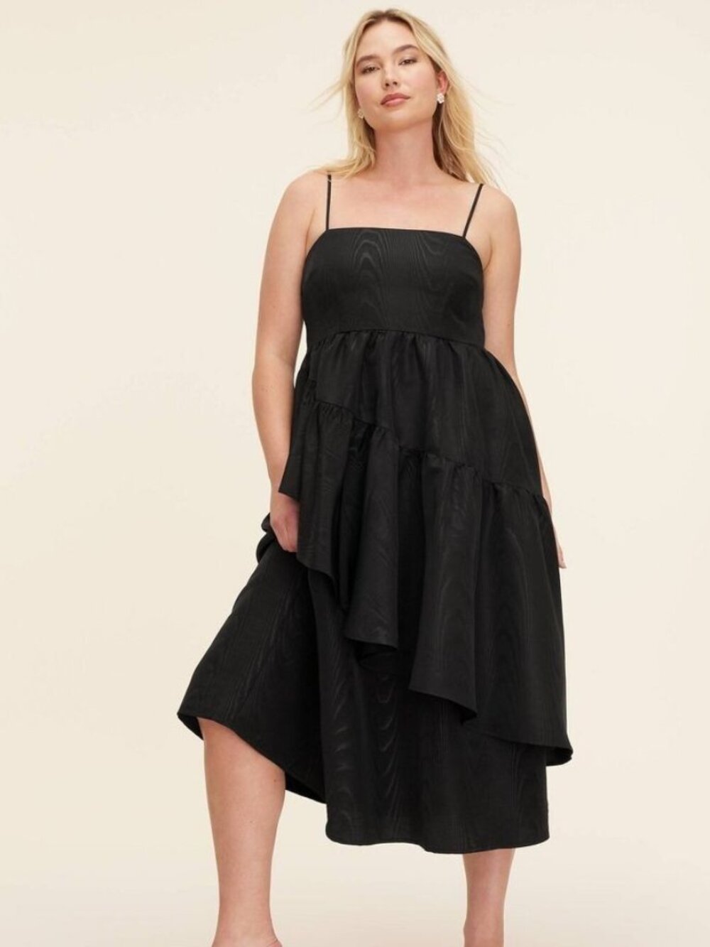 NWT Kate Spade x Target black tiered asymmetrical ruffle midi tank dress